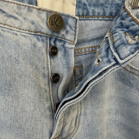 One Teaspoon Light Blue Distressed Boyfriend Jeans - Picture 4 of 6